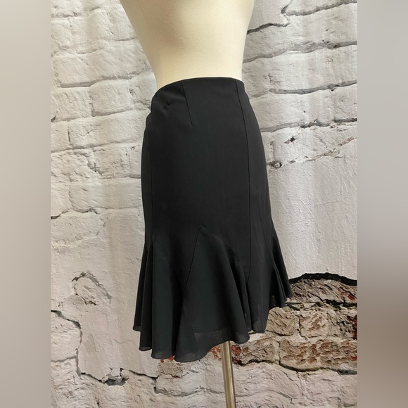 AKRIS Light Black Wool Aline Flutter Skirt - Picture 4 of 11